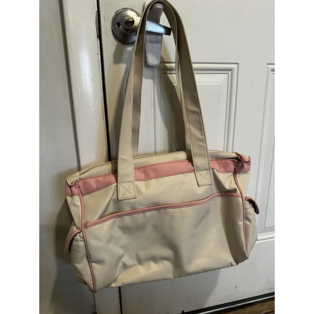 Vintage Winnie The Pooh Diaper Bag Tote Pink Beige Floral Embroidered NWOT Y2K